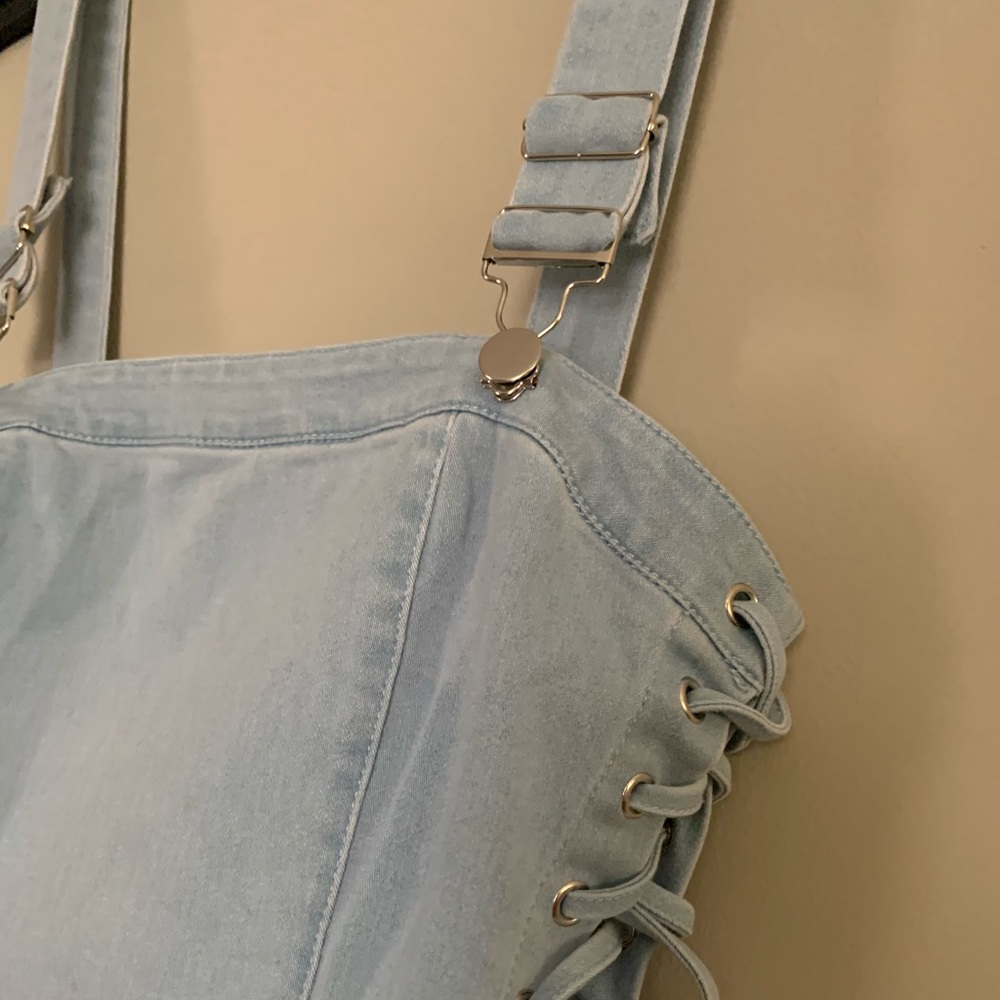 Denim overall bodycon dress Sz S - Picture 3 of 5